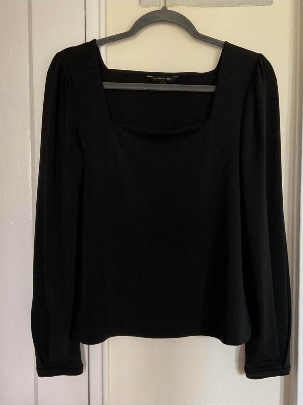 Banana Republic Factory black square neck top. Size Large.